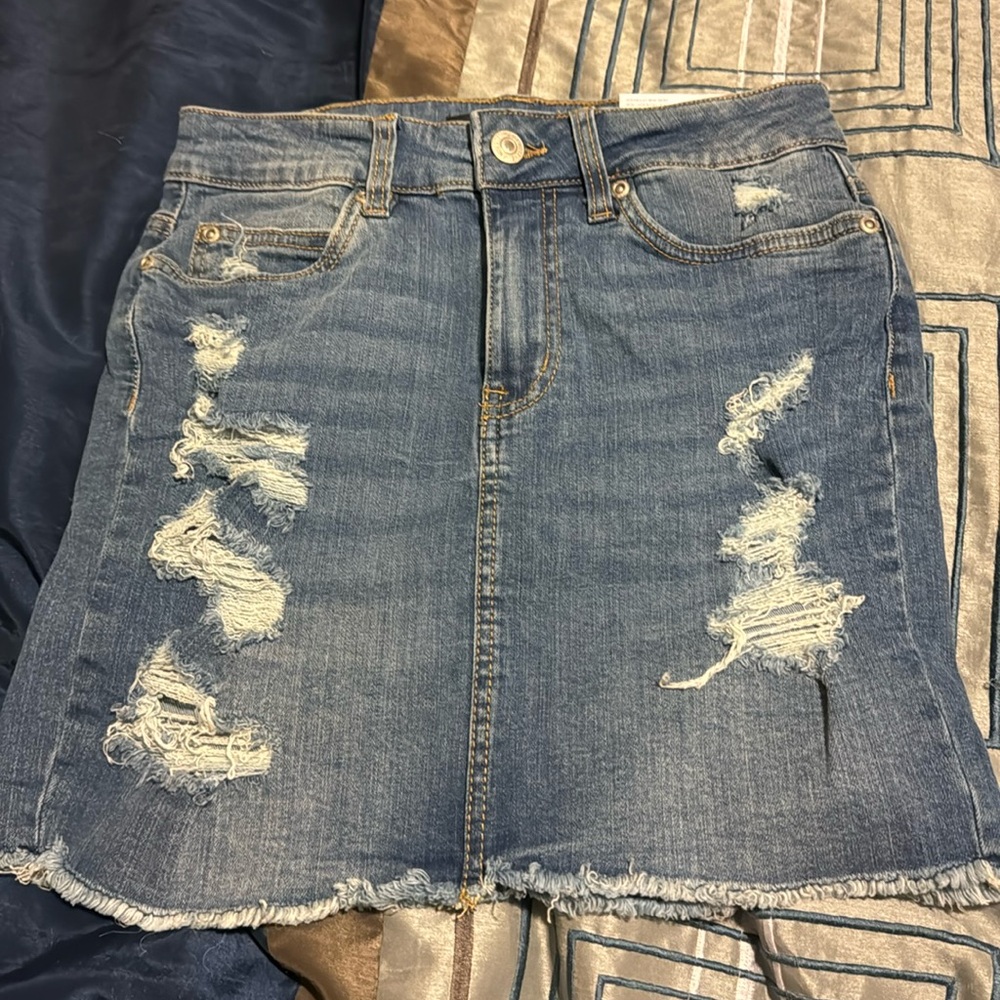 High waisted jeans mini skirt